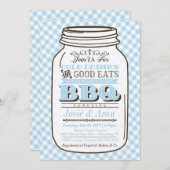 Invitation Mason Jar BBQ Invitation, Couples Baby shower Boy (Devant / Derrière)