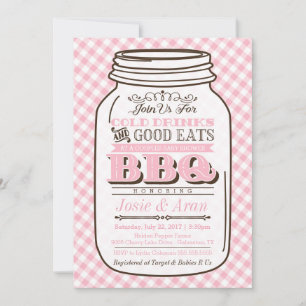 Invitation Mason Jar BBQ Invitation, Couples Baby shower fill