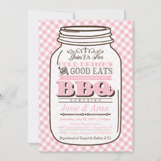 Invitation Mason Jar BBQ Invitation, Couples Baby shower fill