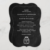 Invitation Mason Jar Black Chalkboard Mariage campagnard rust (Devant / Derrière)