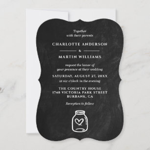Invitation Mason Jar Black Chalkboard Mariage campagnard rust