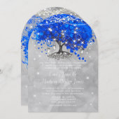 Invitation Mason Jar Bleu Coeur Feuille Arbre gris Aquarelle (Devant / Derrière)