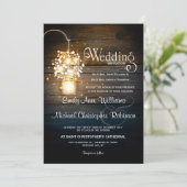 Invitation Mason Jar brillant Lumières fleuris rustique maria (Debout devant)