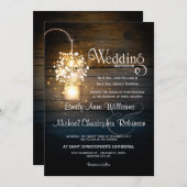 Invitation Mason Jar brillant Lumières fleuris rustique maria (Devant / Derrière)