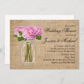 Invitation Mason Jar Burlap Wedding shower de Peony (Devant / Derrière)