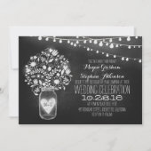 Invitation mason jar chalkboard lumières mariage invite (Devant)
