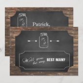Invitation Mason Jar Chalkoard Serez-Vous Mon Meilleur Homme (Devant / Derrière)