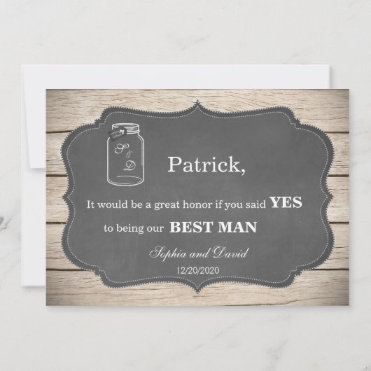 Invitation Mason Jar Chalkoard Serez-Vous Mon Meilleur Homme  (Dos)
