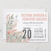 Invitation Mason Jar Coral et Mint Floral Mariage (Devant)