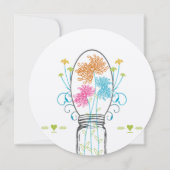 Invitation Mason Jar Coral rose Turquoise Floral Mariage (Dos)