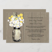 Invitation Mason Jar Daisées sauvages & Billy Balls (Devant / Derrière)