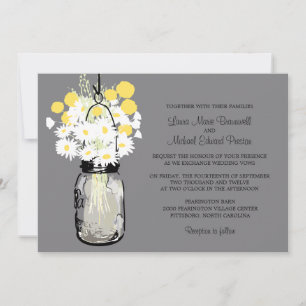 Invitation Mason Jar Daisées sauvages & Billy Balls