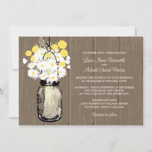 Invitation Mason Jar Daisées sauvages & Billy Balls