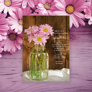 Invitation Mason Jar Daisies roses Pays Grange Fête des marié