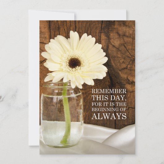 Invitation Mason Jar Daisy Mariage campagnard Enregistrer la  (Devant)