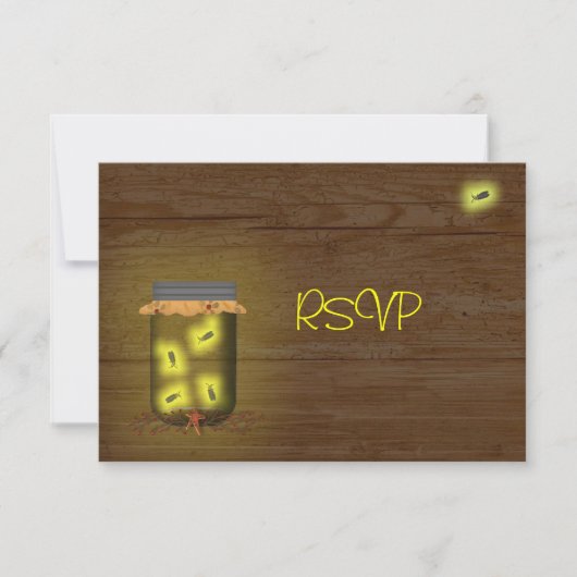 Invitation Mason Jar De Fireflies Réception RSVP (Devant)