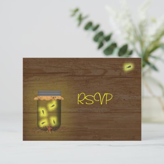 Invitation Mason Jar De Fireflies Réception RSVP (Debout devant)