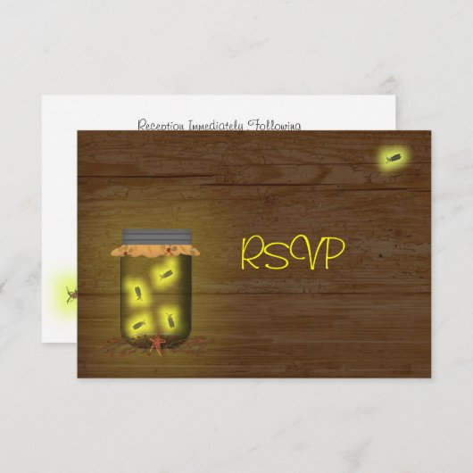 Invitation Mason Jar De Fireflies Réception RSVP (Devant / Derrière)