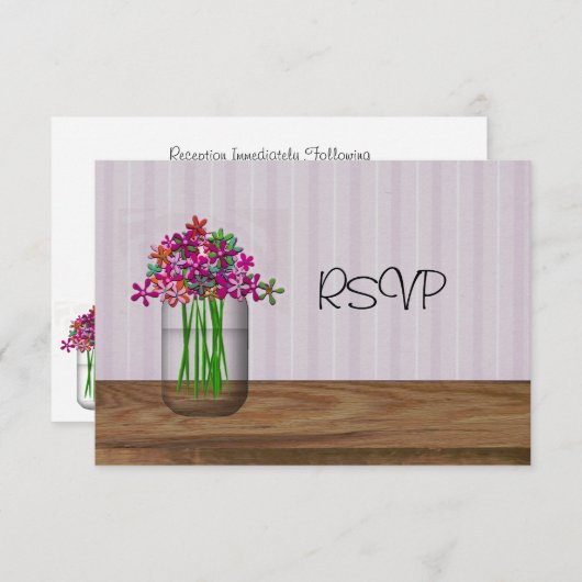 Invitation Mason Jar De Fleurs Réception De Mariage RSVP (Devant / Derrière)