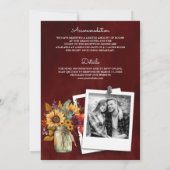 Invitation Mason Jar des Tournesols Bourgogne Tout en un Mari (Dos)