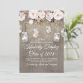 Invitation Mason Jar éclaire Floral Rustic Graduation Party (Debout devant)