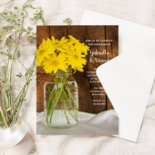 Invitation Mason Jar et Daisies Country Engagement Party