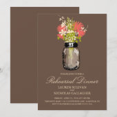 Invitation Mason Jar et dîner de répétition Fleur sauvage (Devant / Derrière)