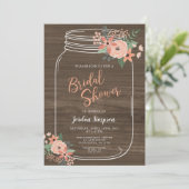 Invitation Mason Jar et Fleurs Fête des mariées rustique (Debout devant)