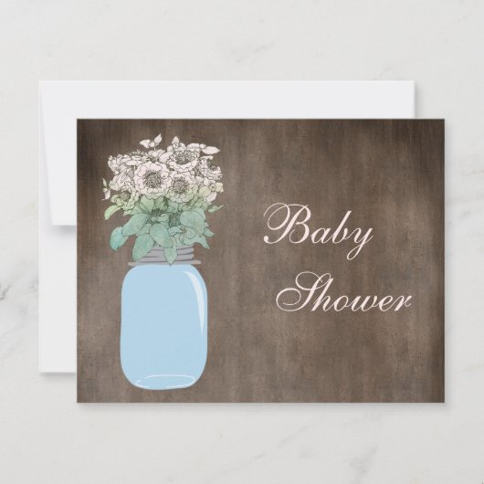 Invitation Mason Jar et Fleurs sauvages Baby shower rustique (Devant)