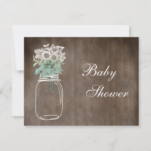 Invitation Mason Jar et Fleurs sauvages Baby shower rustique (Devant)