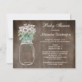 Invitation Mason Jar et Fleurs sauvages Baby shower rustique (Dos)