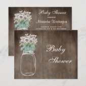 Invitation Mason Jar et Fleurs sauvages Baby shower rustique (Devant / Derrière)
