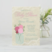 Invitation Mason Jar et Lace Baby shower (Debout devant)