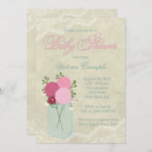 Invitation Mason Jar et Lace Baby shower (Devant / Derrière)