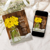 Invitation Mason Jar et marguerites jaunes Fête des mariées d