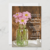 Invitation Mason Jar et Pink Daisy Country Barn Mariage (Devant)