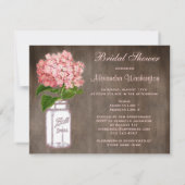 Invitation Mason Jar et Pink Hydrangea Fête de l'mariée russe (Dos)