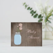 Invitation Mason Jar et Roses Rustic Baby Girl Show (Debout devant)