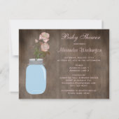 Invitation Mason Jar et Roses Rustic Baby Girl Show (Dos)