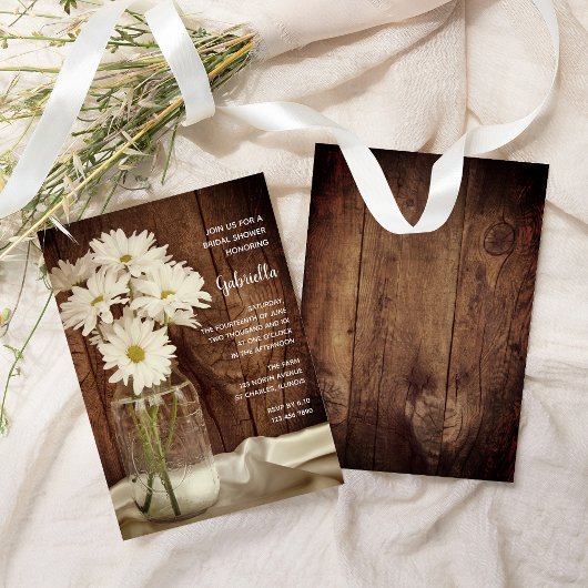 Invitation Mason Jar et White Daisies Barn Fête des mariées