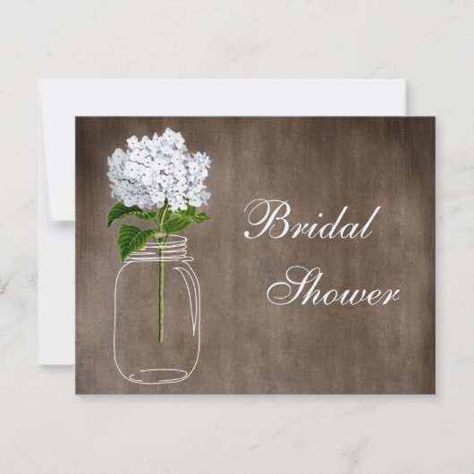 Invitation Mason Jar et White Hydrangea Fête de l'mariée russ (Devant)