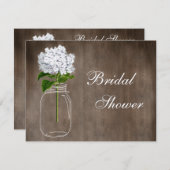 Invitation Mason Jar et White Hydrangea Fête de l'mariée russ (Devant / Derrière)