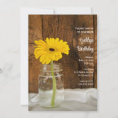 Invitation Mason Jar et Yellow Daisy Barn Anniversaire Party (Devant)
