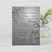Invitation Mason Jar Firefly Noir gris (Debout devant)