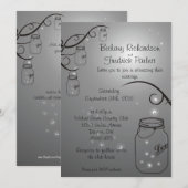Invitation Mason Jar Firefly Noir gris (Devant / Derrière)