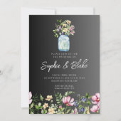 Invitation Mason Jar Fleur sauvage Russe Pays Mariage noir (Devant)
