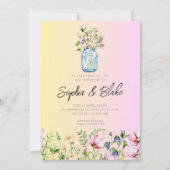 Invitation Mason Jar Fleur sauvage Rustique Ombre Mariage ros (Devant)