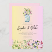 Invitation Mason Jar Fleur sauvage Rustique Ombre Mariage ros (Devant / Derrière)