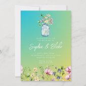 Invitation Mason Jar Fleur sauvage Rustique Ombre Mariage Ver (Devant)