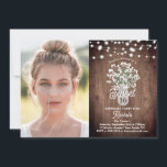 Invitation Mason Jar, Fleurs, Lumières Sweet 16 Anniversaire<br><div class="desc">Ce design présente des fleurs d'haleine d'aquarelle dainty bébé dans un vase en bocal de maçon sur un arrière - plan en bois rustique et espace pour une photo. Cliquez sur le bouton personnaliser pour plus de flexibilité dans la modification du texte ou le déplacement des graphiques! Des variantes de...</div>